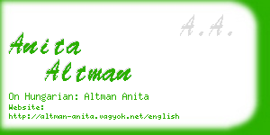 anita altman business card